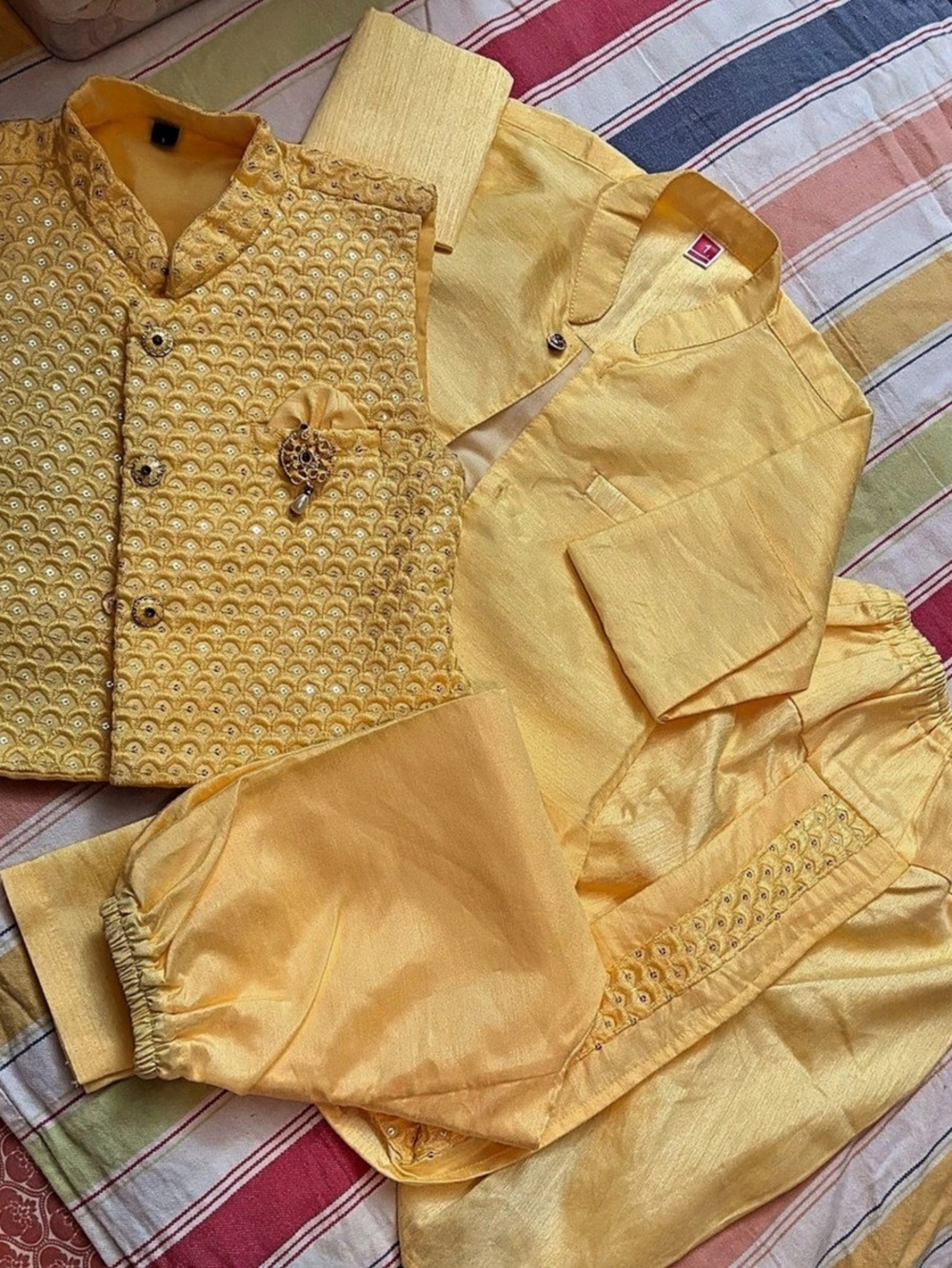 Embroidered Indian Traditional Set in Yellow Baby 1
